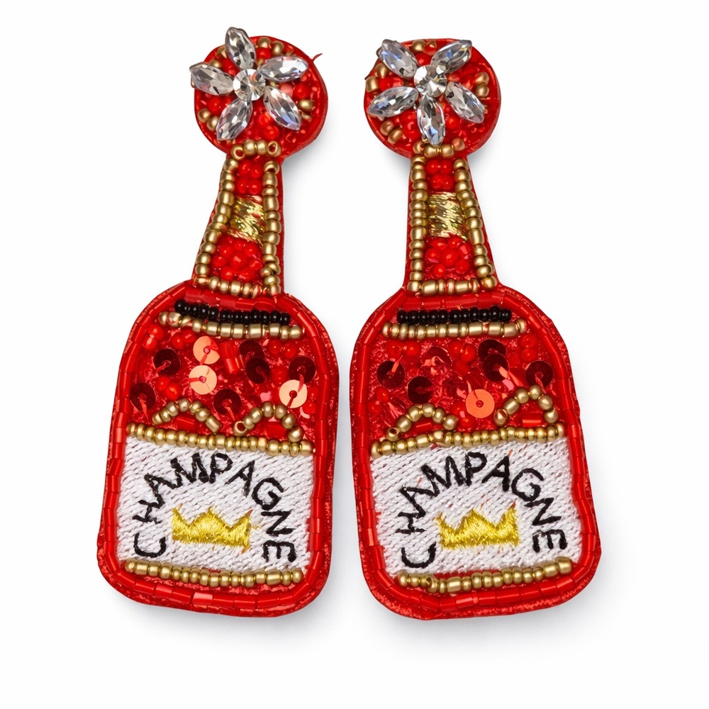 Red Champagne Bottle Earrings‎